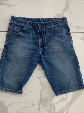 Diesel Jogger Jeans Sweat Shorts Men’s 30 Blue Elastic Waist Drawstring Denim